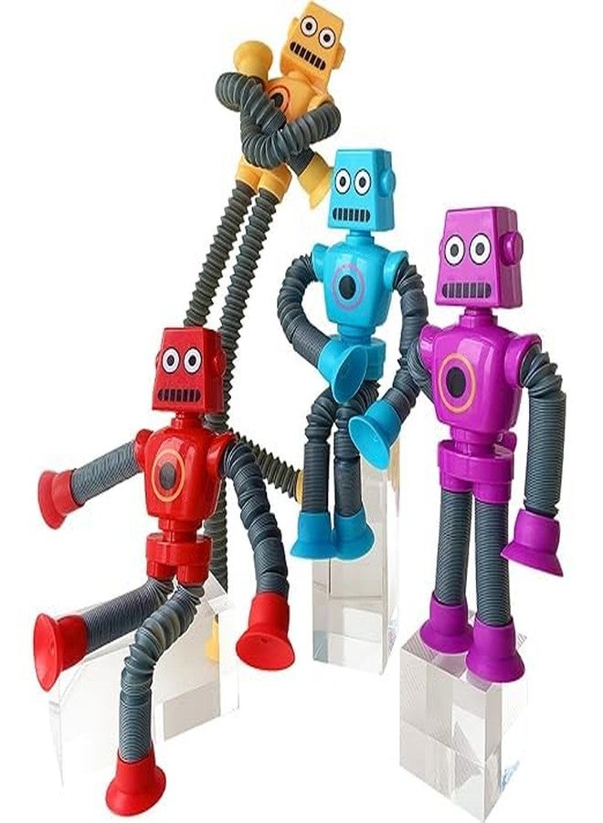 LISHER 2 Pieces Telescopic Suction Cup Robot Toy, Shape Changing Telescopic Tube Fidget Toys, Pop Tubes, Fidget Tubes Sensory Toys for Girls Boys (Robot) - Image 1